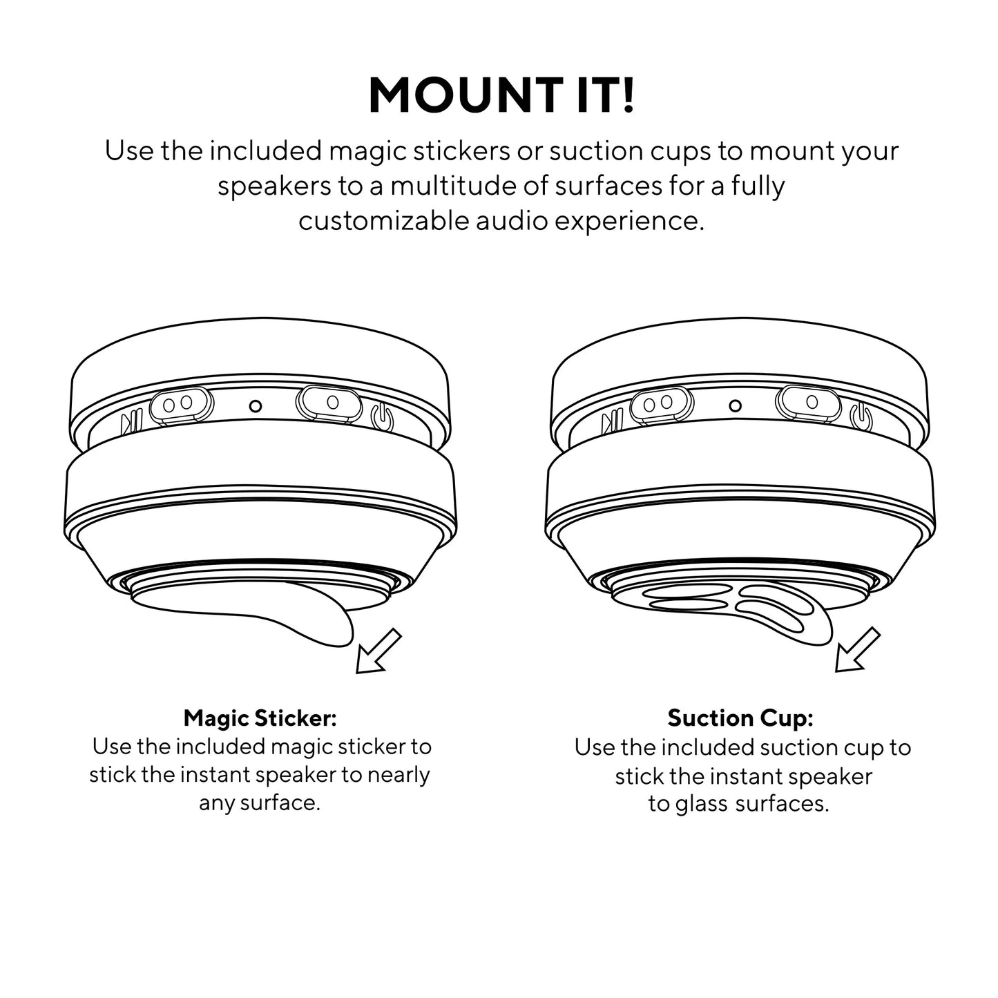 Bone Conduction Instant Mini Speakers with Bluetooth Wireless Technology, Pack of 2 (Black)