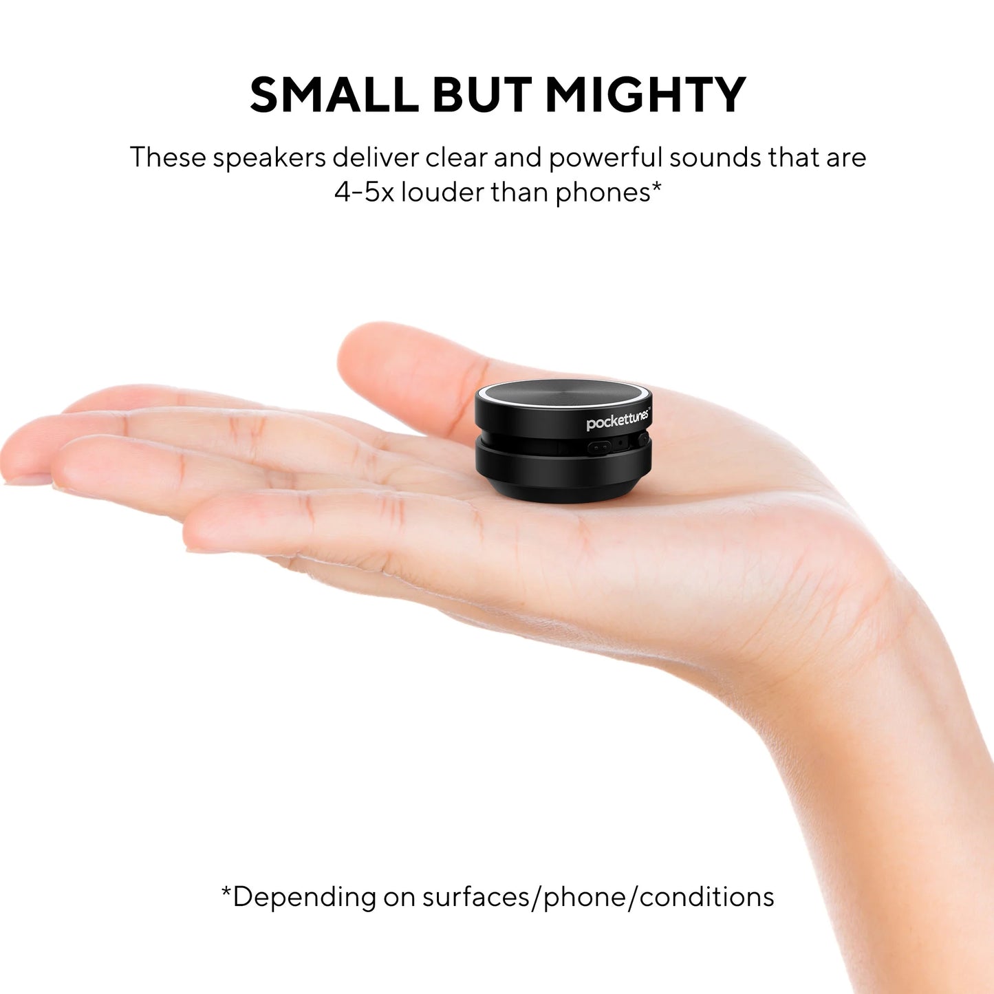 Bone Conduction Instant Mini Speakers with Bluetooth Wireless Technology, Pack of 2 (Black)