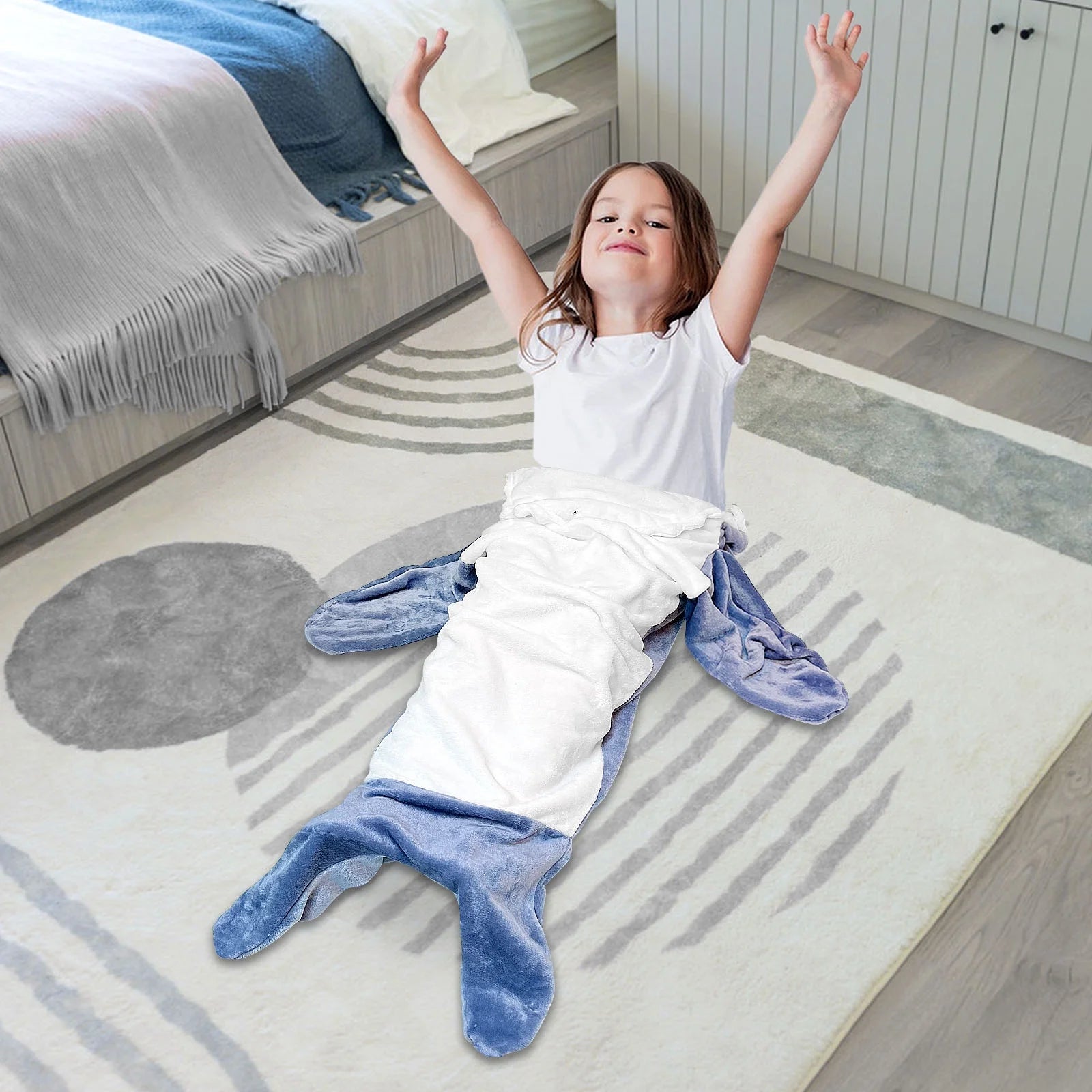 Snuggle Up in Style with Our  Shark Blanket Hoodie - Perfect for Kids & Adults! 🦈✨ Cozy Shark Onesie & Sleeping Bag Combo!