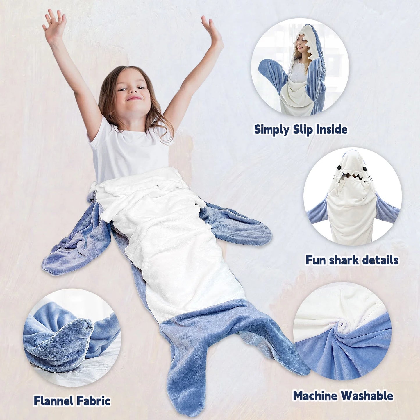 Snuggle Up in Style with Our  Shark Blanket Hoodie - Perfect for Kids & Adults! 🦈✨ Cozy Shark Onesie & Sleeping Bag Combo!
