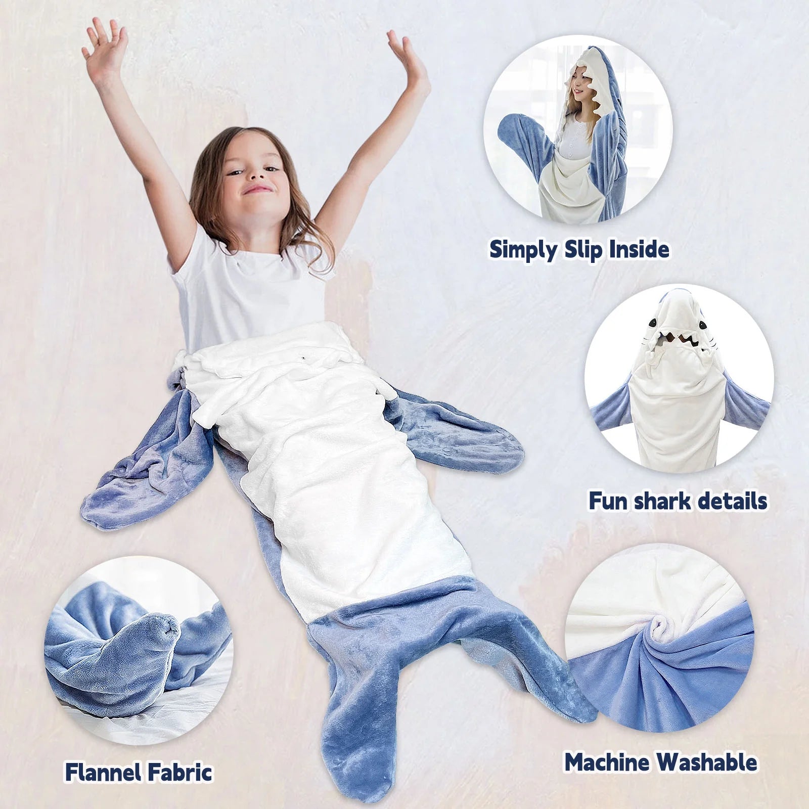 Snuggle Up in Style with Our  Shark Blanket Hoodie - Perfect for Kids & Adults! 🦈✨ Cozy Shark Onesie & Sleeping Bag Combo!