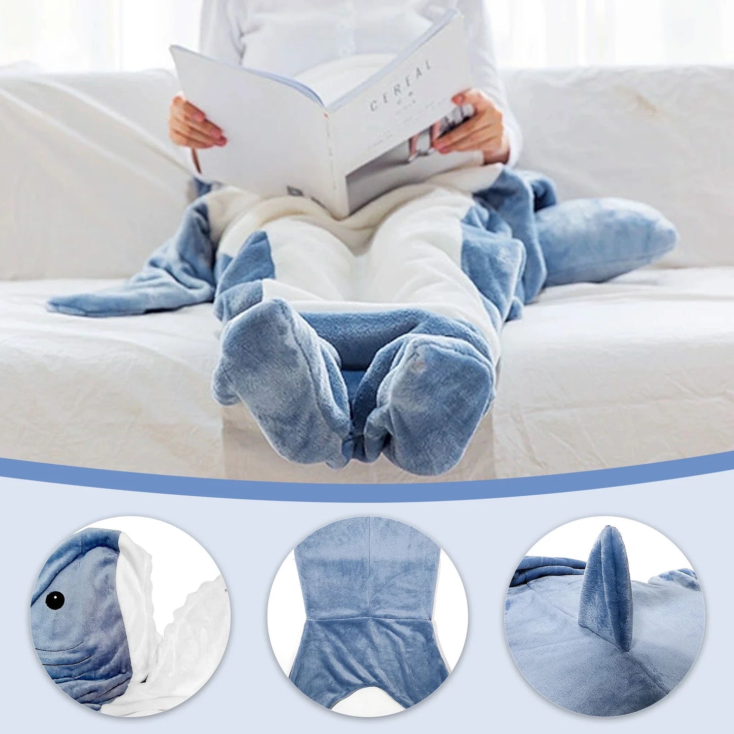 Snuggle Up in Style with Our  Shark Blanket Hoodie - Perfect for Kids & Adults! 🦈✨ Cozy Shark Onesie & Sleeping Bag Combo!