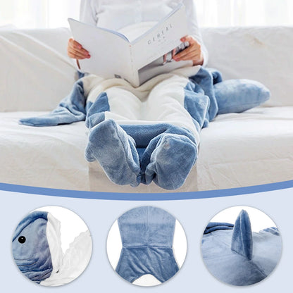 Snuggle Up in Style with Our  Shark Blanket Hoodie - Perfect for Kids & Adults! 🦈✨ Cozy Shark Onesie & Sleeping Bag Combo!